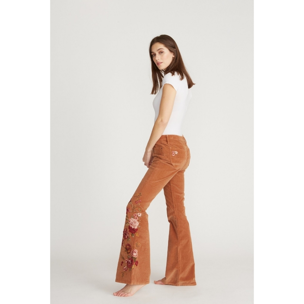 Free People X Driftwood Farrah Embroidered Cord Jeans - Picture 7 of 10